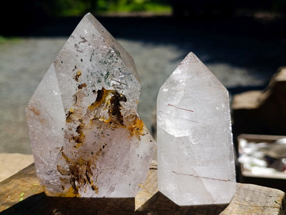 Polished Quartz with Inclusion Crystals x 2 From Madagascar