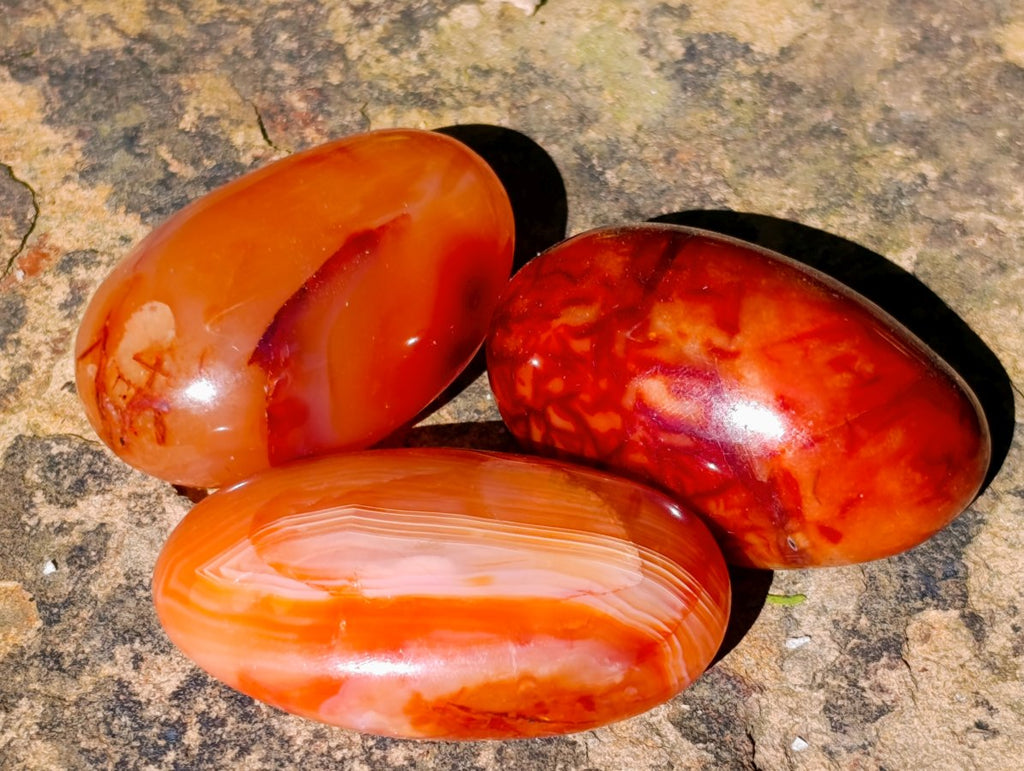 Polished Carnelian Agate Gemstone Galets x 20 From Madagascar