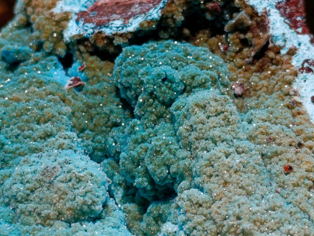 Natural Drusy Coated Chrysocolla and Malachite Specimens x 2 From Lupoto Mine, Congo