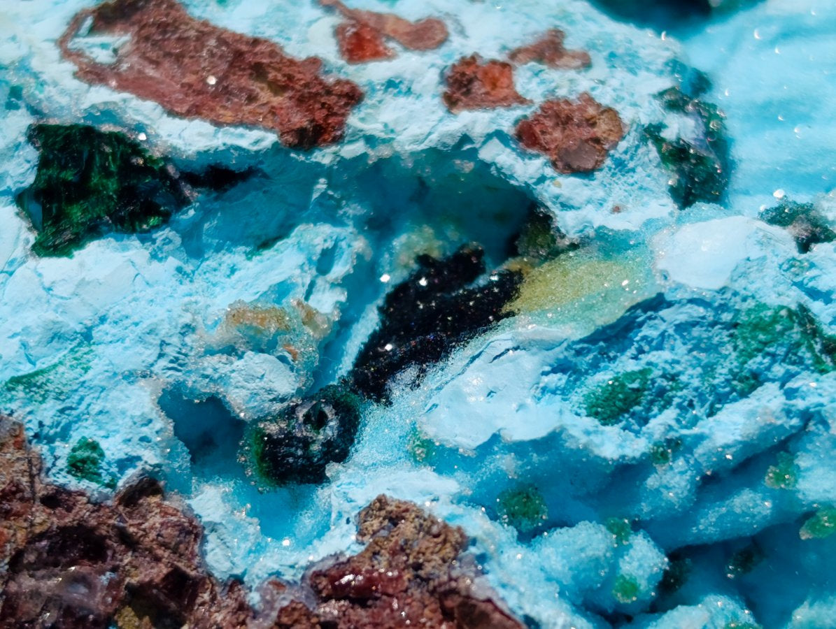 Natural Drusy Coated Chrysocolla and Malachite Specimens x 2 From Lupoto Mine, Congo