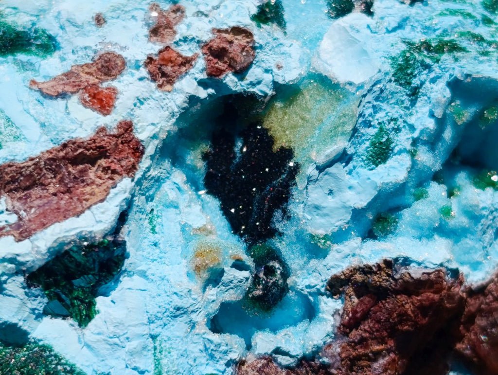 Natural Drusy Coated Chrysocolla and Malachite Specimens x 2 From Lupoto Mine, Congo