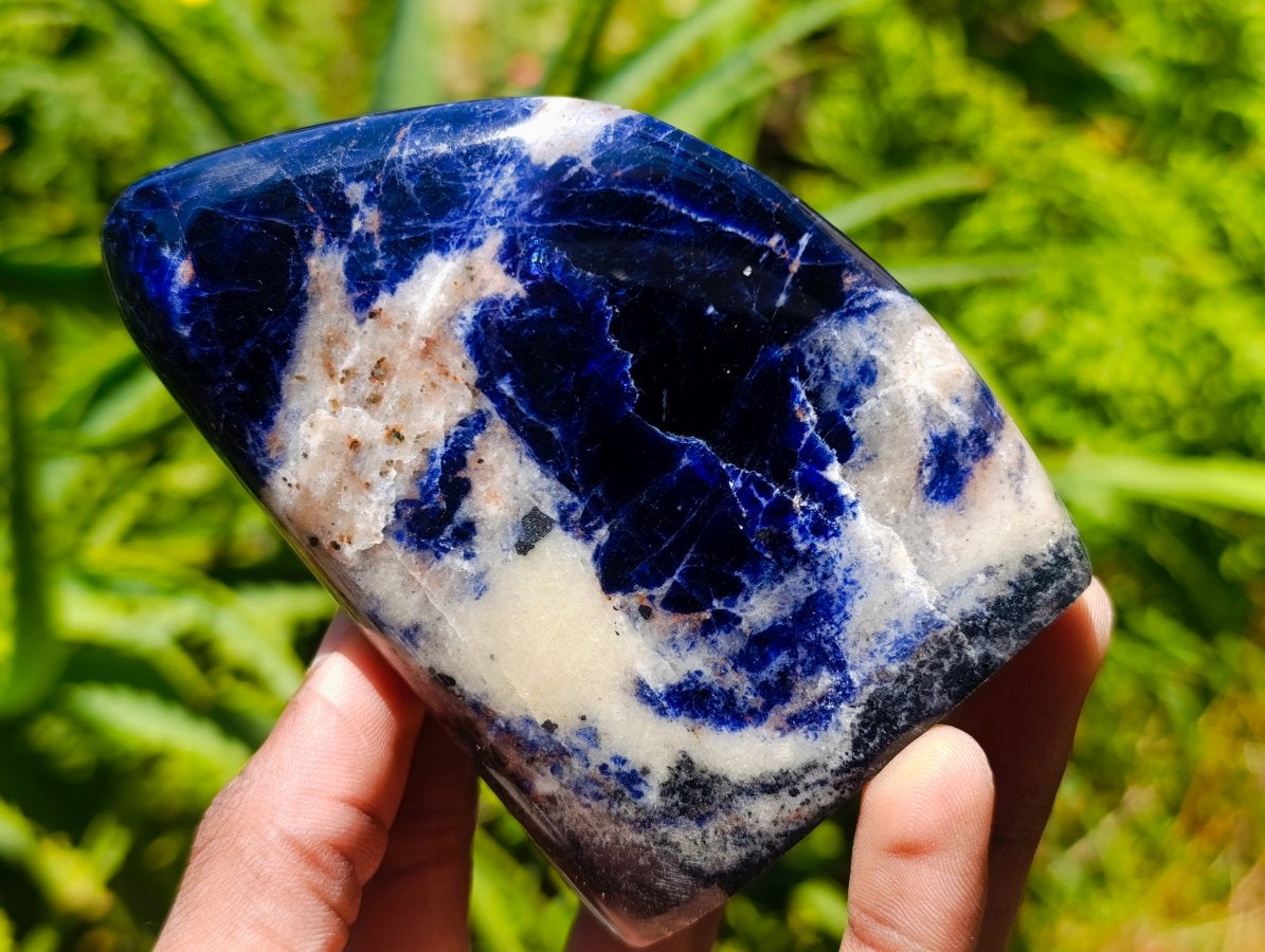 Polished Sodalite Standing Free Forms x 3 From Kunene River, Namibia