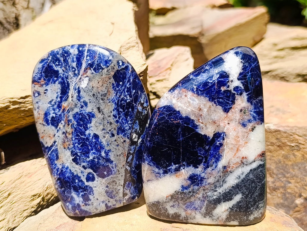 Polished Sodalite Standing Free Forms x 3 From Kunene River, Namibia
