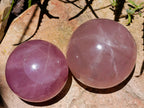 Polished Gemmy Star Rose Girasol Quartz Spheres x 2 From Madagascar