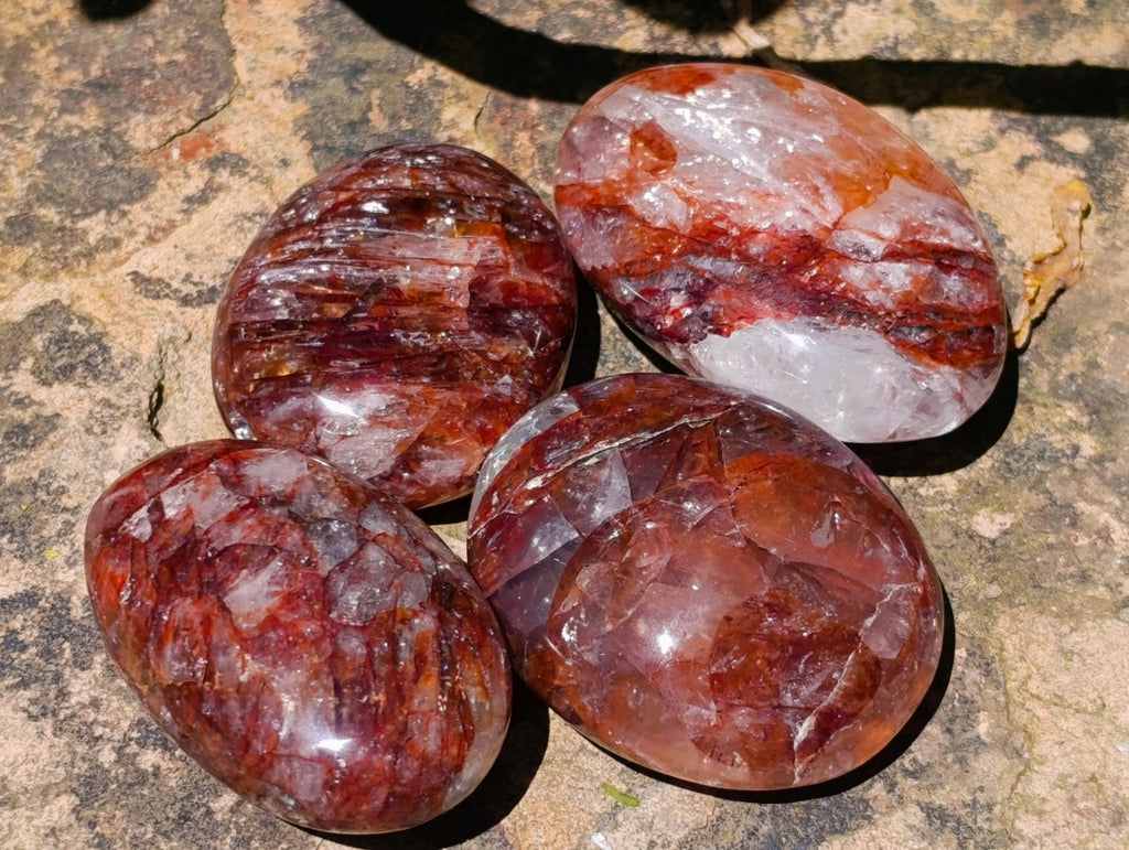 Polished Mini Red Hematoid Quartz Palm Stones x 20 From Ambatondrazaka, Madagascar
