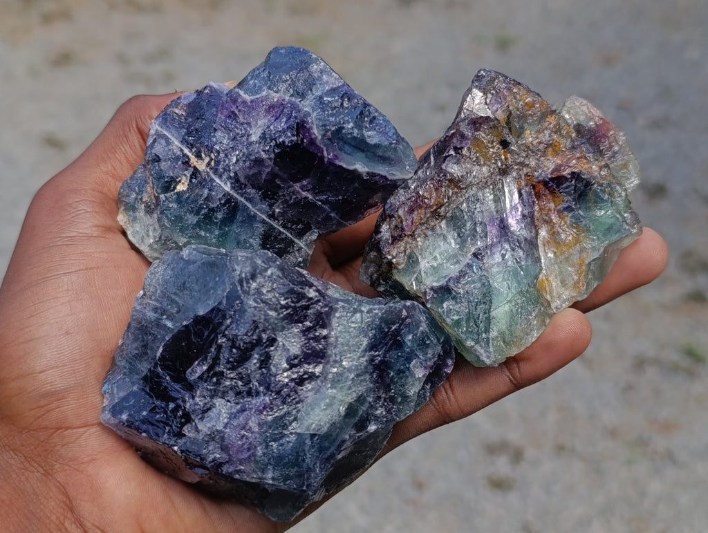 Natural Watermelon Fluorite Cobbed Specimens x 12 From Uis, Namibia