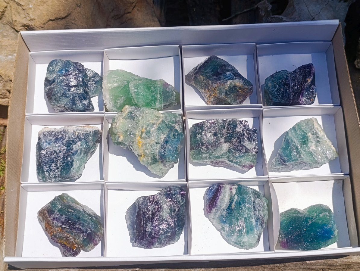 Natural Watermelon Fluorite Cobbed Specimens x 12 From Uis, Namibia