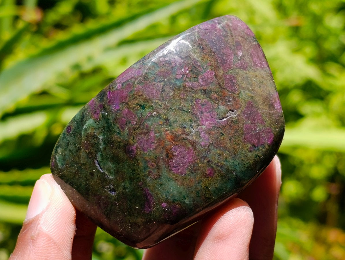 Polished Ruby Corundum In Chrome Verdite Free Forms x 6 From Mutoko, Zimbabwe