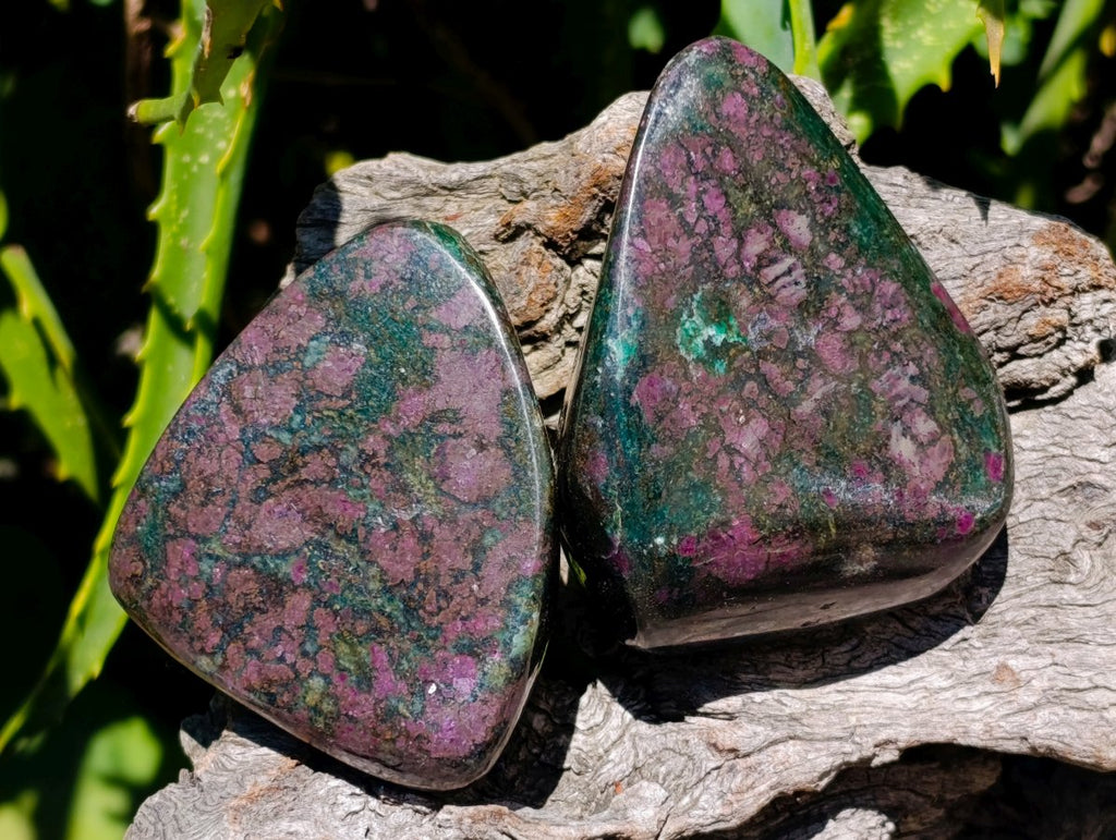 Polished Ruby Corundum In Chrome Verdite Free Forms x 6 From Mutoko, Zimbabwe