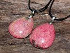 Hand Made Various Shaped Rhodonite Gemstone Pendants x 12 From Ambindavato, Madagascar