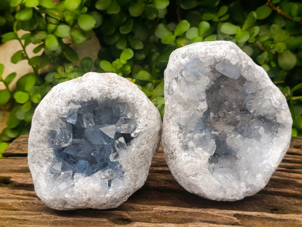 Natural Blue Celestite Cluster Specimens x 2 From Sakoany, Madagascar