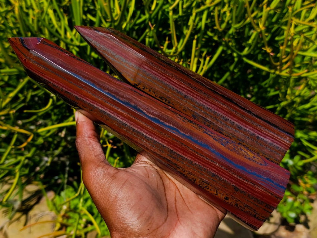 Polished Banded Tiger Iron Display Crystals x 2 From South Africa