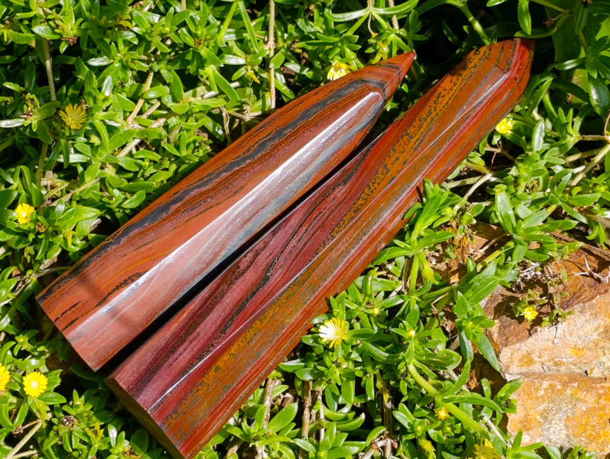 Polished Banded Tiger Iron Display Crystals x 2 From South Africa