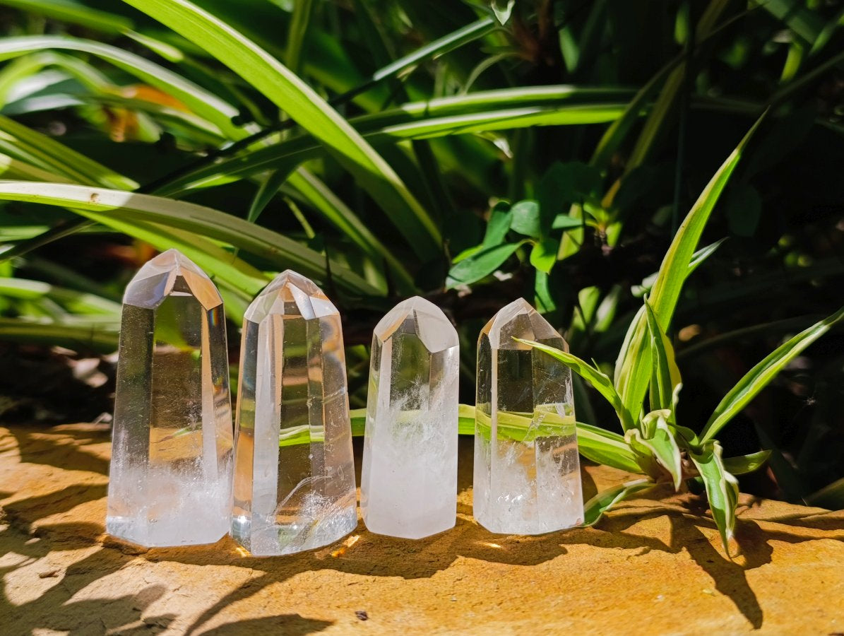 Polished Optic and Clear Quartz Crystals x 12 From Madagascar