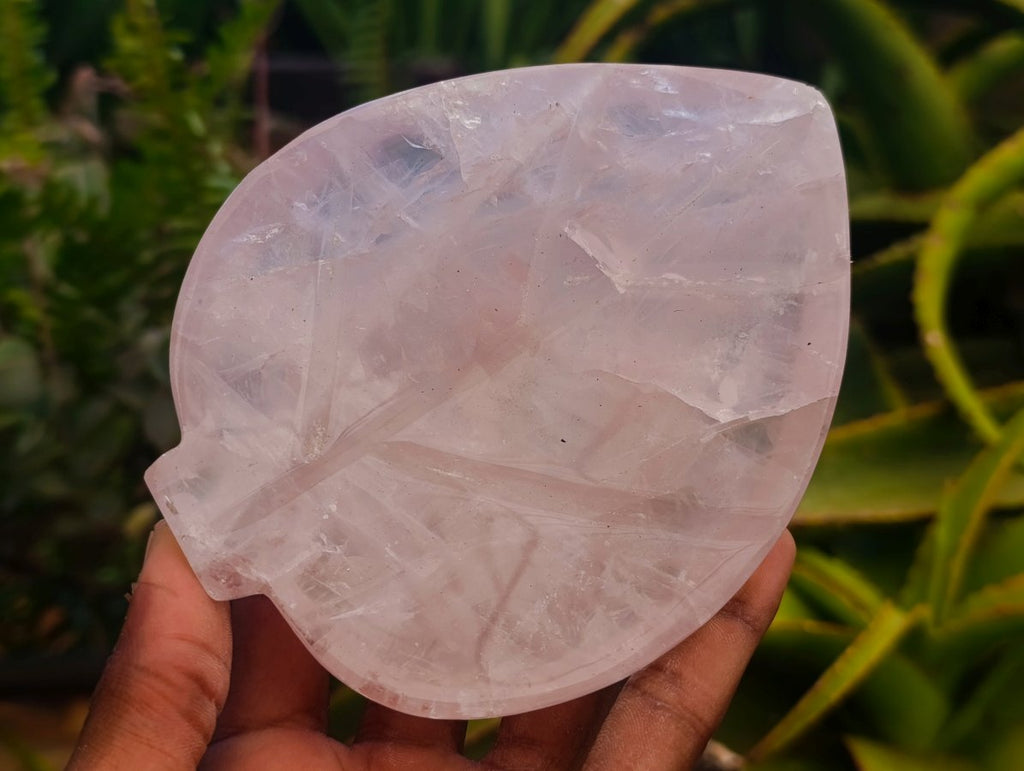 Polished Gemmy Rose Quartz Leaf Shaped Bowls x 4 From Madagascar