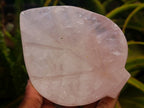 Polished Gemmy Rose Quartz Leaf Shaped Bowls x 4 From Madagascar