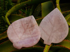 Polished Gemmy Rose Quartz Leaf Shaped Bowls x 4 From Madagascar