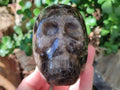 Hand Made Smokey Window Quartz Skull Carvings x 3 From Madagascar