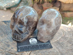 Hand Made Smokey Window Quartz Skull Carvings x 3 From Madagascar