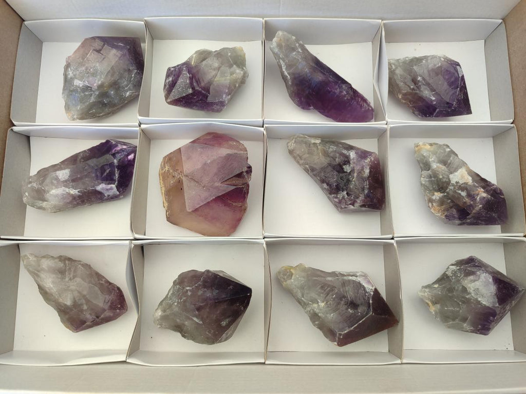 Natural Dark Purple Jacaranda Amethyst Single Crystals x 12 From Mumbwa, Zambia