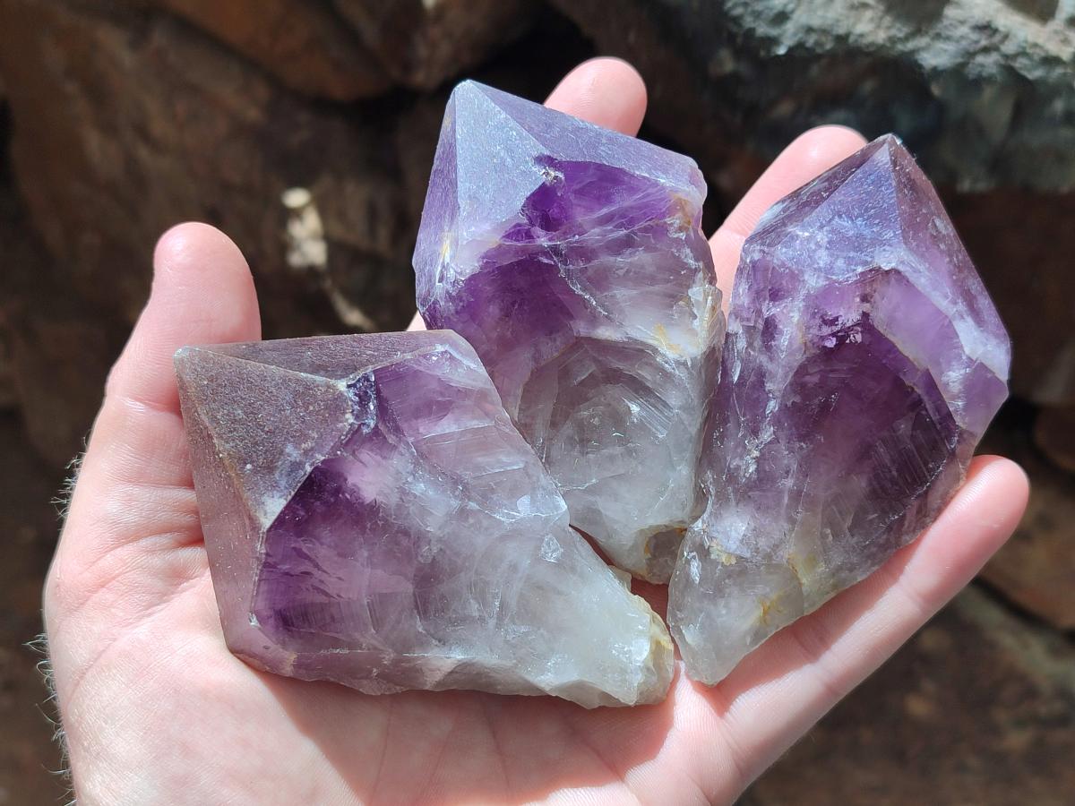 Natural Dark Purple Jacaranda Amethyst Single Crystals x 12 From Mumbwa, Zambia