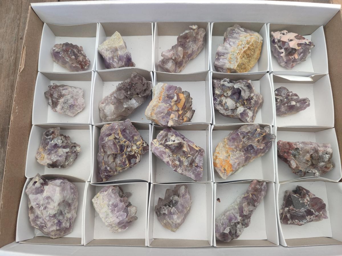 Natural Rare Amethyst Asylum Quartz Clusters x 20 From Luena, Congo