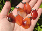 Hand Made Carnelian Agate Gemstone Pendants x 12 From Madagascar