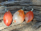 Hand Made Carnelian Agate Gemstone Pendants x 12 From Madagascar
