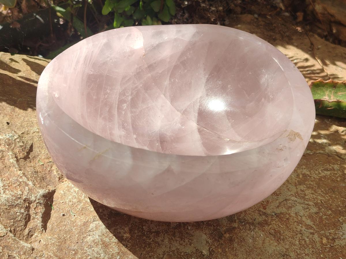 Polished Large Gemmy Rose Quartz Bowl x 1 From Madagascar