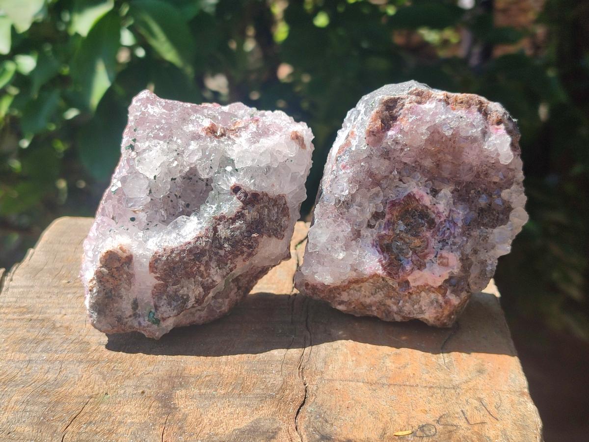 Natural Salrose Cobaltion Dolomite Specimens with Malachite x 4 From Kakanda, Congo