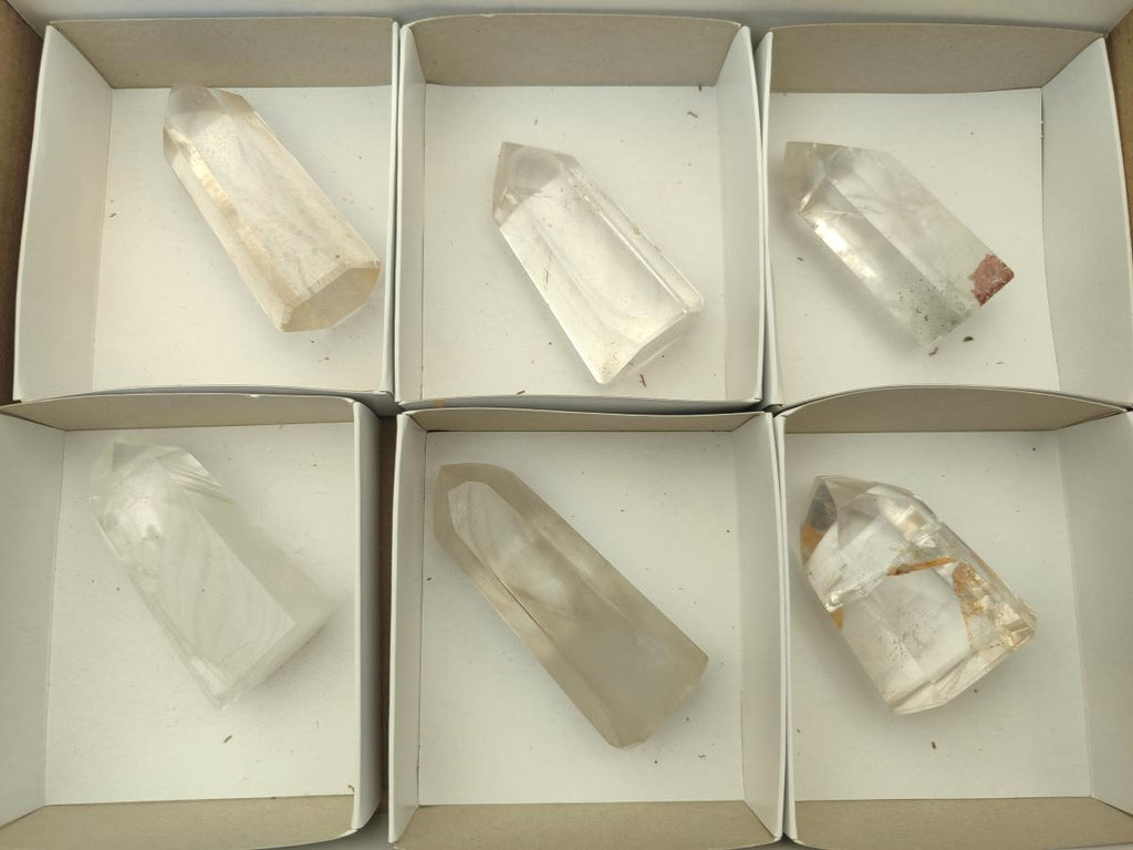 Polished Clear Quartz Crystal Points x 6 From Madagascar