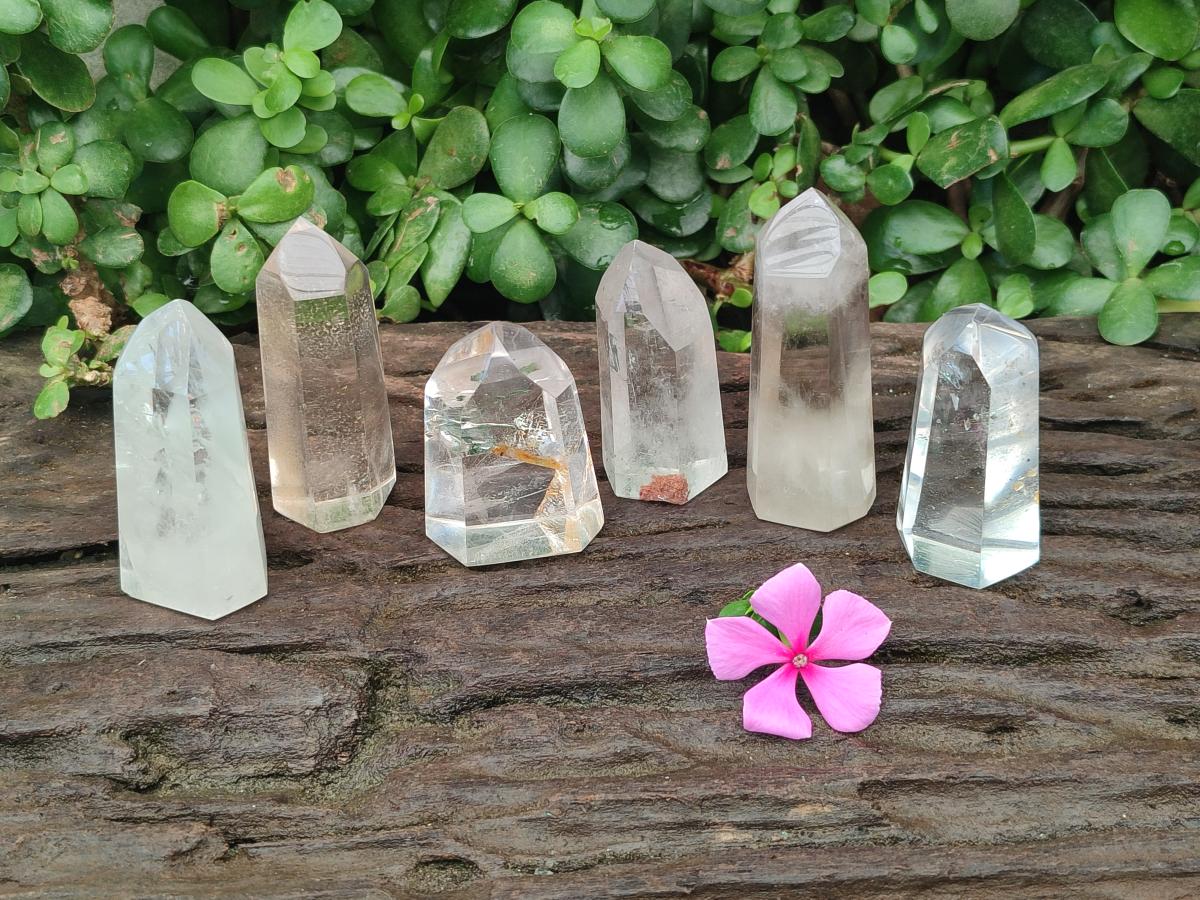 Polished Clear Quartz Crystal Points x 6 From Madagascar