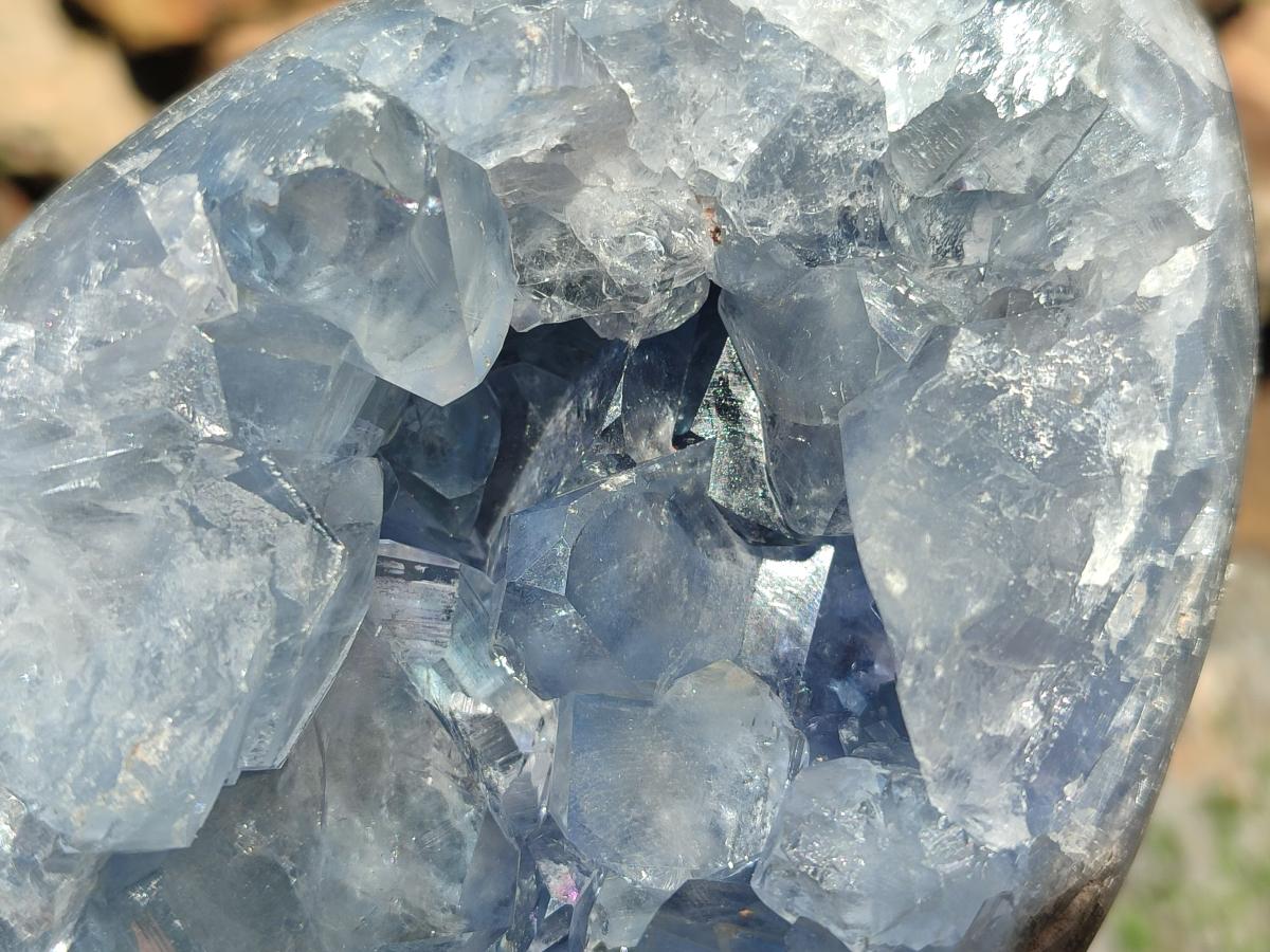 Polished Blue Celestite Eggs x 2 From Sakoany, Madagascar
