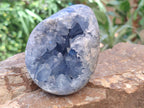 Polished Blue Celestite Eggs x 2 From Sakoany, Madagascar