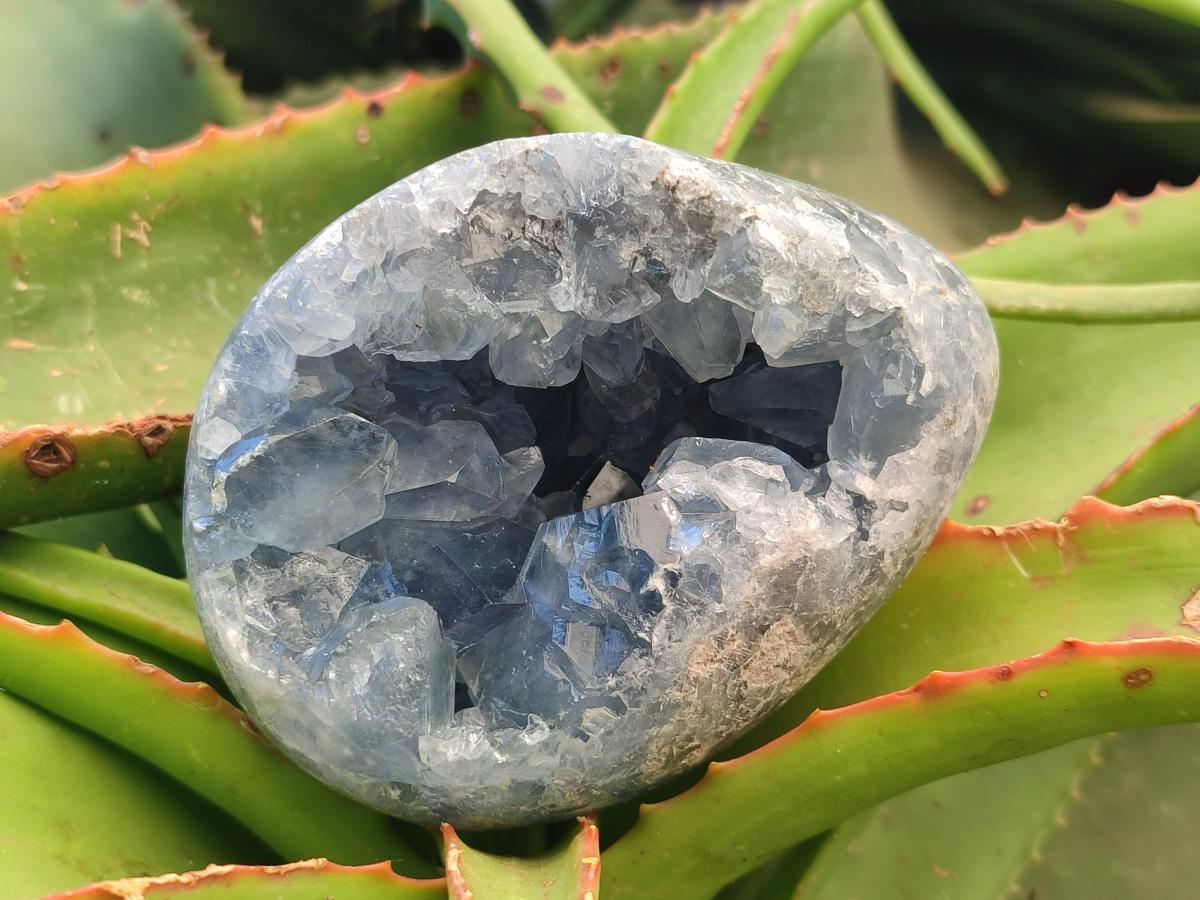 Polished Blue Celestite Eggs x 2 From Sakoany, Madagascar