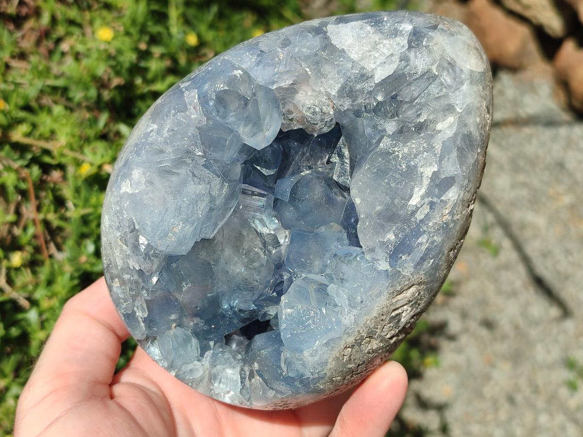 Polished Blue Celestite Eggs x 2 From Sakoany, Madagascar