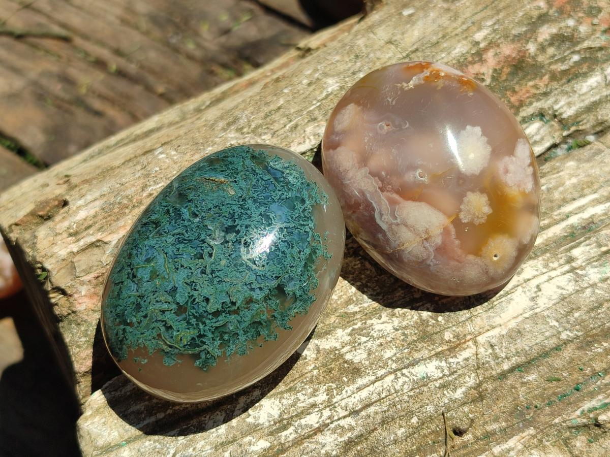 Polished Flower Agate Palm Stones x 12 From Antsahalova, Madagascar