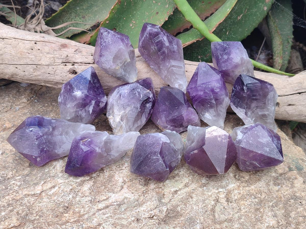Natural Jacaranda Amethyst Single Crystals x 24 From Mumbwa, Zambia