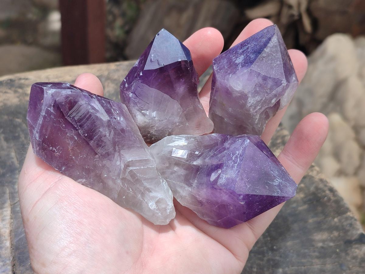 Natural Jacaranda Amethyst Single Crystals x 24 From Mumbwa, Zambia