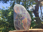 Polished Large Rare Purple Sunset Flash Labradorite Standing Free Form x 1 From Madagascar