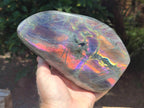 Polished Large Rare Purple Sunset Flash Labradorite Standing Free Form x 1 From Madagascar