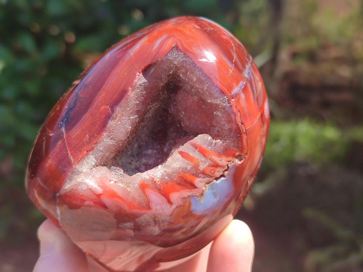 Polished Carnelian Agate Gemstone Standing Free Forms x 3 From Madagascar