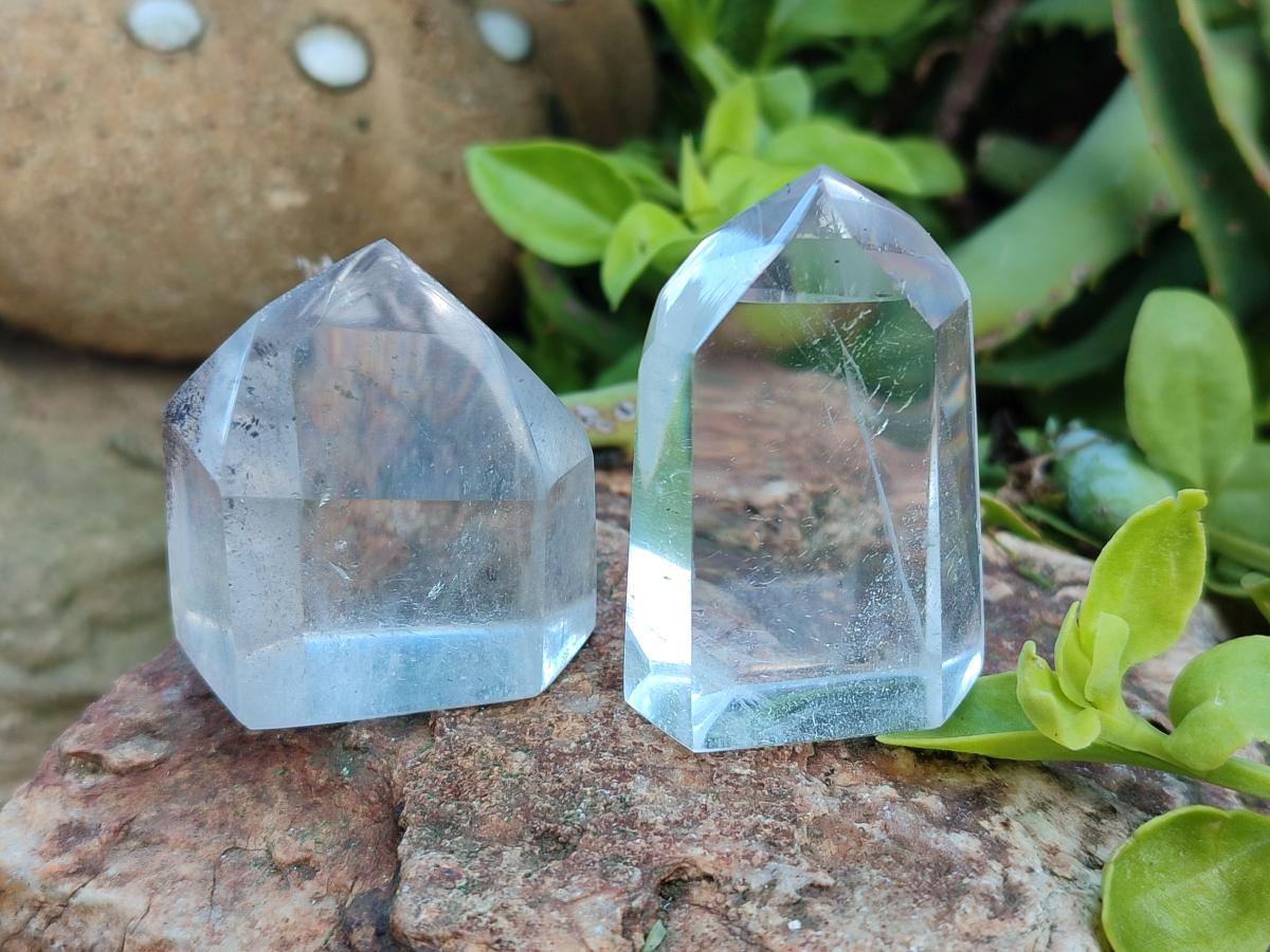 Polished Clear and Optic Quartz Crystals x 12 From Madagascar