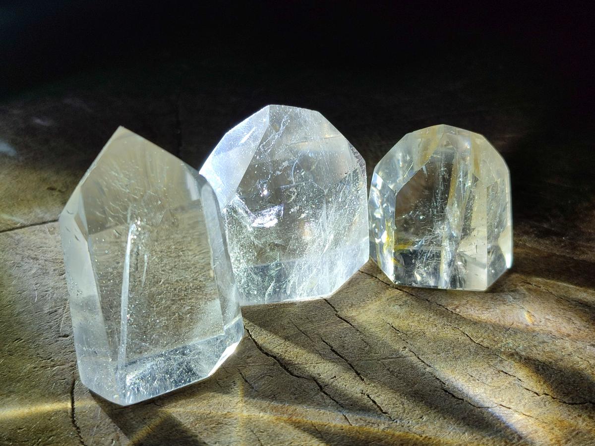 Polished Clear and Optic Quartz Crystals x 12 From Madagascar