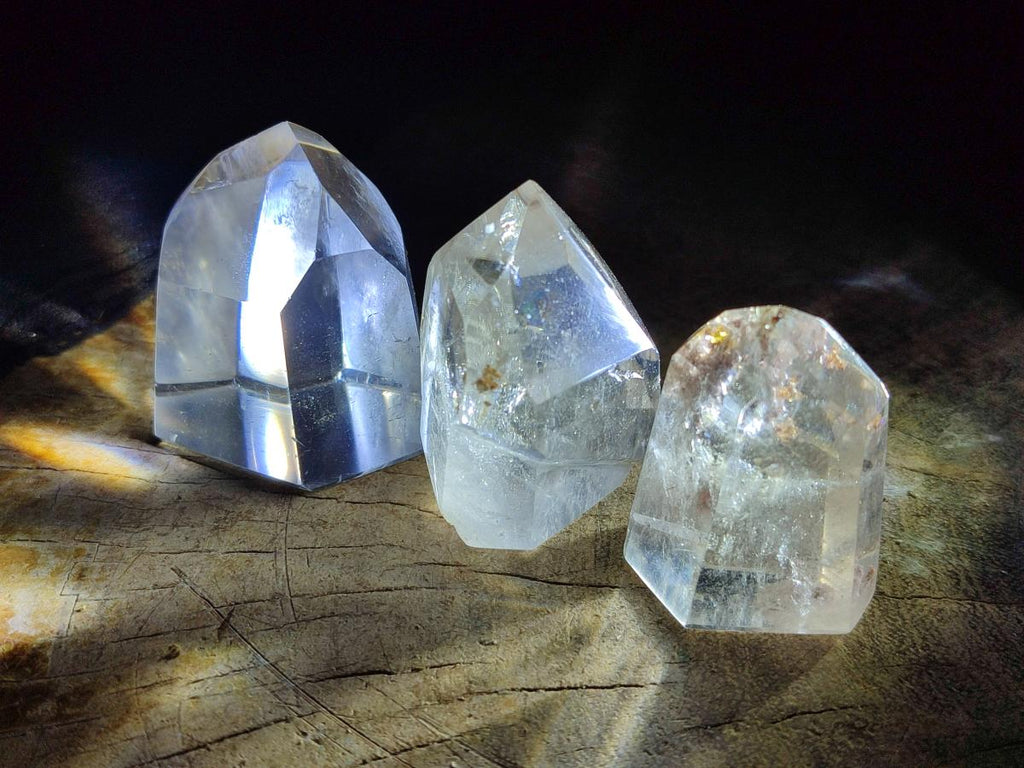 Polished Clear and Optic Quartz Crystals x 12 From Madagascar