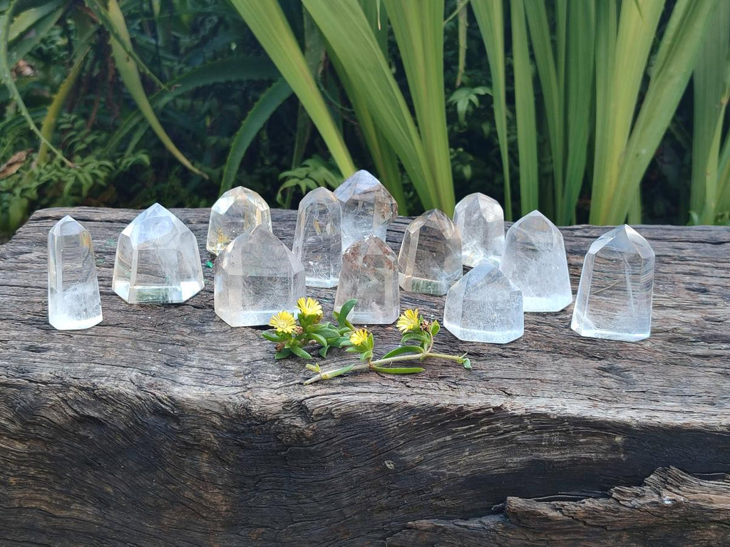 Polished Clear and Optic Quartz Crystals x 12 From Madagascar