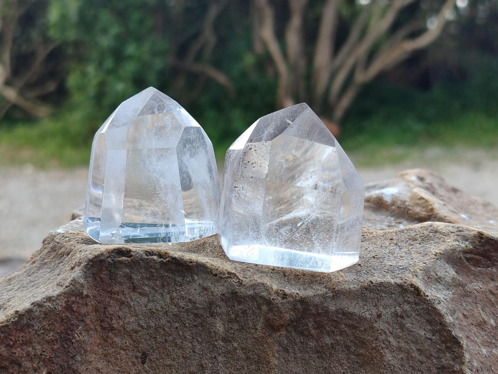 Polished Clear and Optic Quartz Crystals x 12 From Madagascar