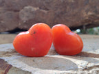 Polished Orange Calcite Mini Hearts x 48 From Madagascar