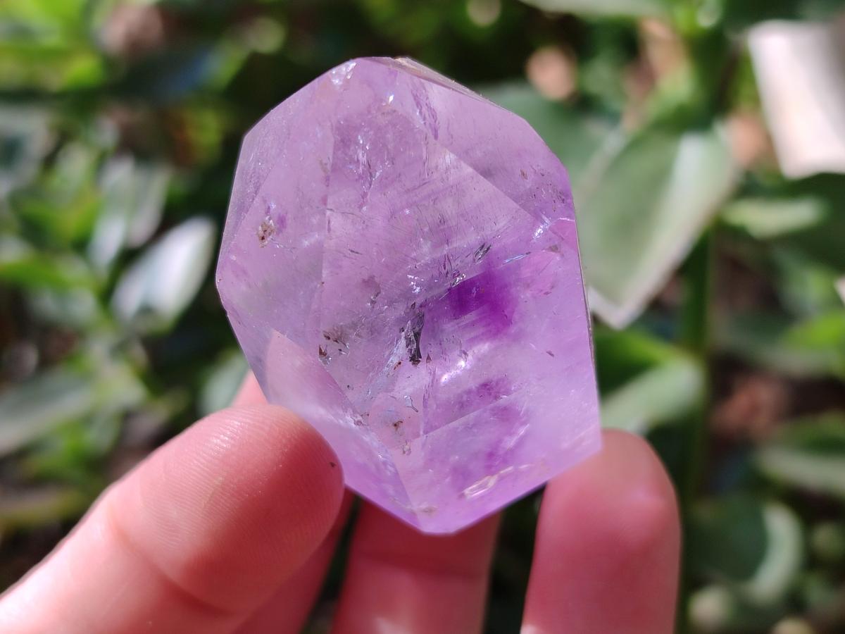 Polished Window Amethyst Crystals x 12 From Akansobe, Madagascar