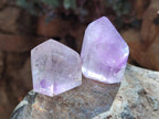Polished Window Amethyst Crystals x 12 From Akansobe, Madagascar